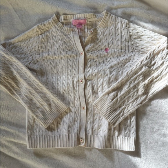 Lilly Pulitzer Other - Lilly Pulitzer cream cardigan cotton girls M 6-7